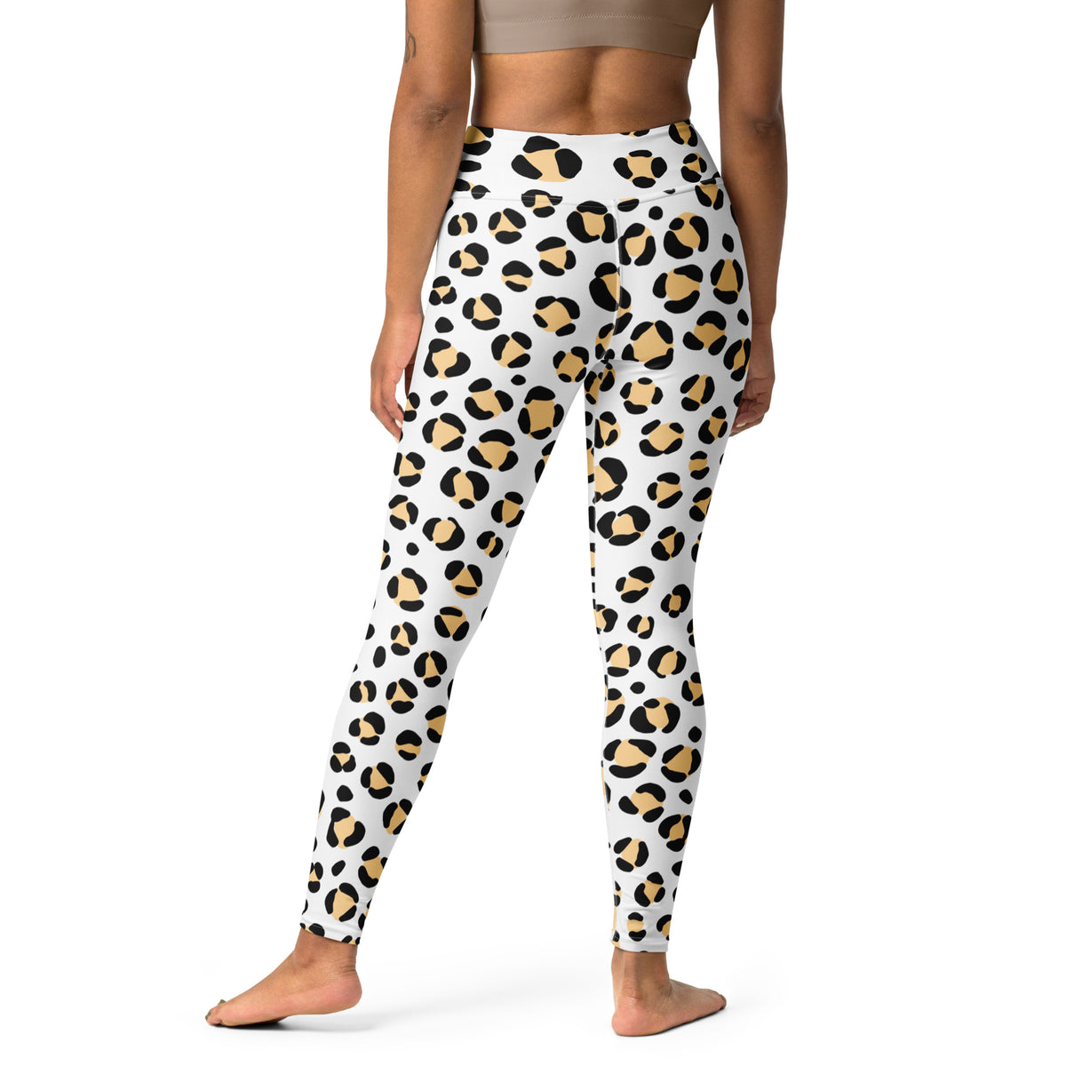 Women's Yellow Leopard Print Buttery Soft Yoga Leggings - Quick Drying, High Waisted Comfort