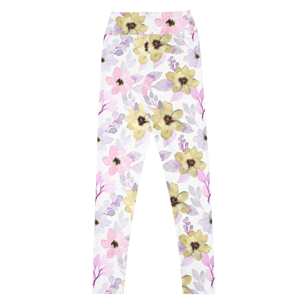 Women's Colorful Watercolor Floral Buttery Soft Yoga Leggings - Quick Drying, High Waisted Comfort