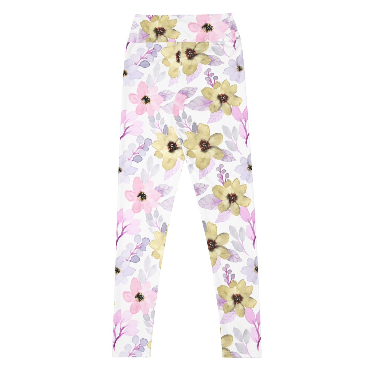 Women's Colorful Watercolor Floral Buttery Soft Yoga Leggings - Quick Drying, High Waisted Comfort