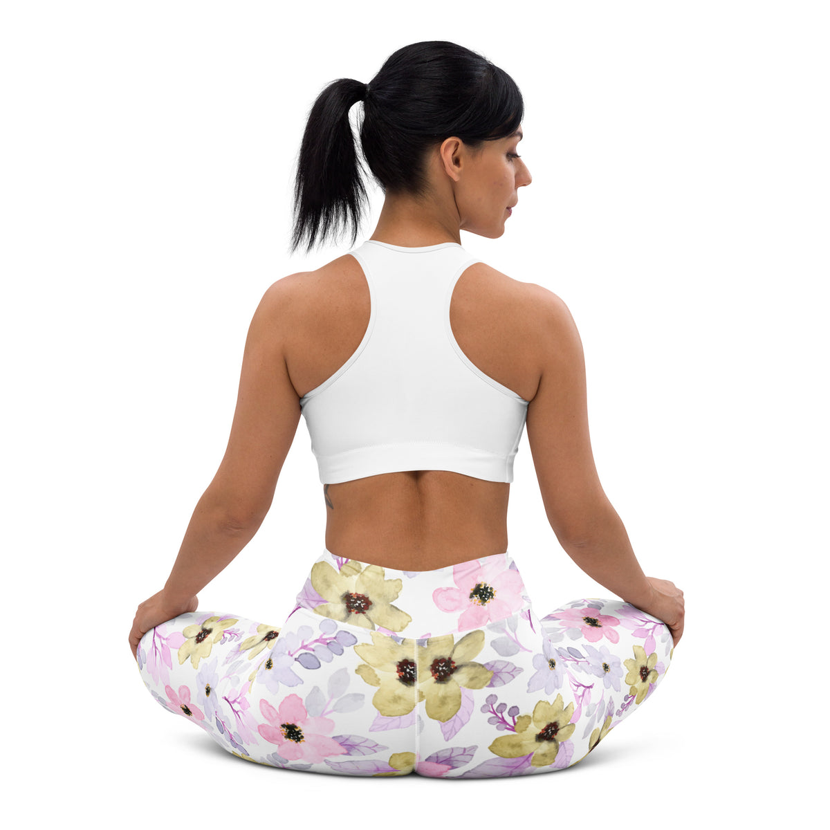 Women's Colorful Watercolor Floral Buttery Soft Yoga Leggings - Quick Drying, High Waisted Comfort