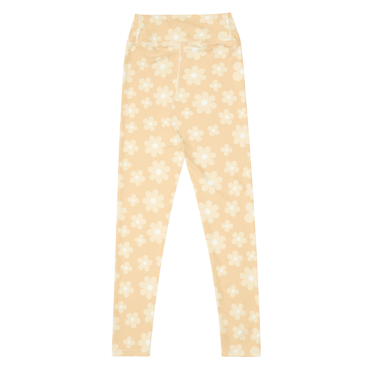 Women's Beige Daisy Buttery Soft Yoga Leggings - Quick Drying, High Waisted Comfort