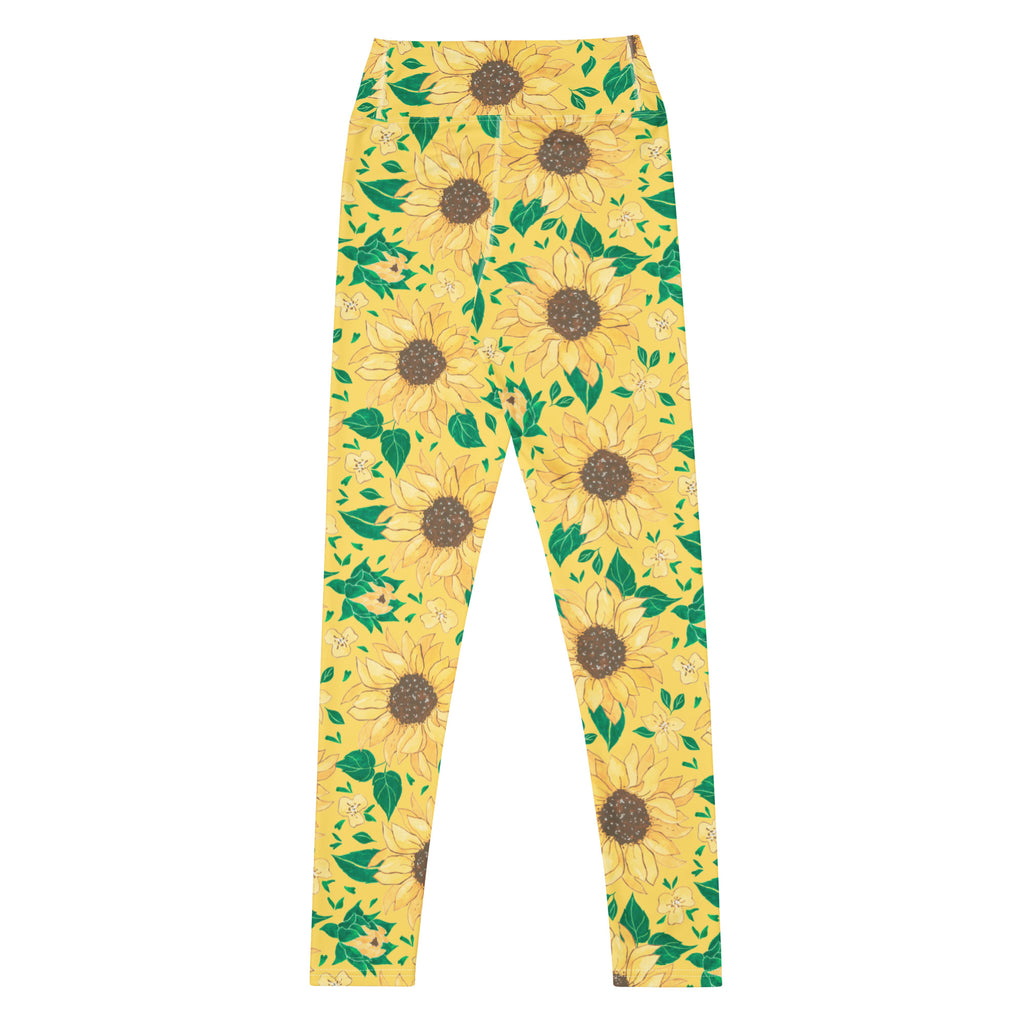 Women's Watercolor Sunflower Buttery Soft Yoga Leggings - Quick Drying, High Waisted Comfort
