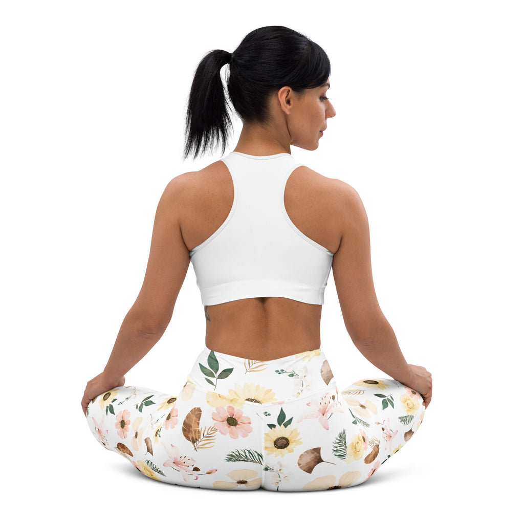 Women's Boho Sunflower Buttery Soft Yoga Leggings - Quick Drying, High Waisted Comfort