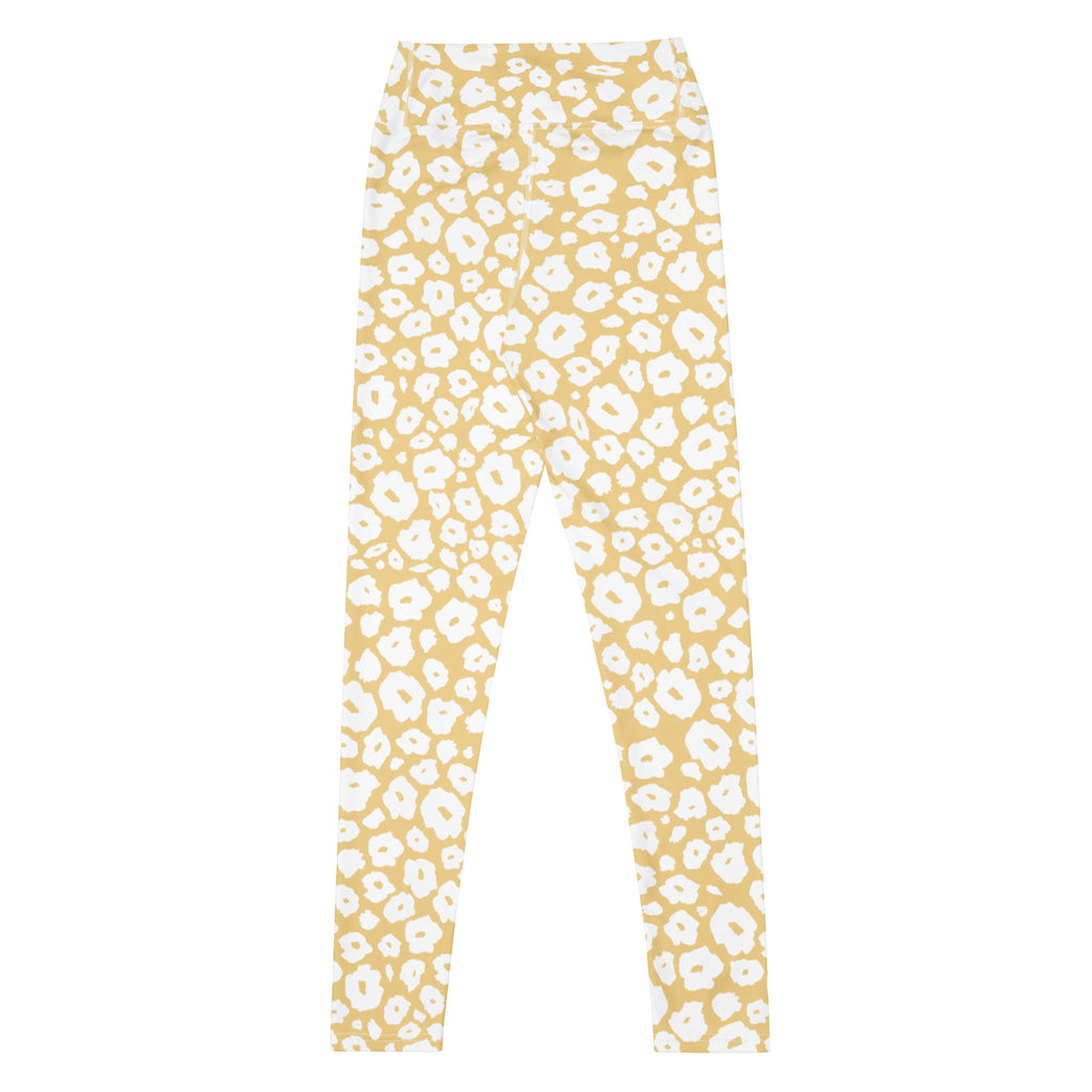 Women's Beige Leopard Print Buttery Soft Yoga Leggings - Quick Drying, High Waisted Comfort