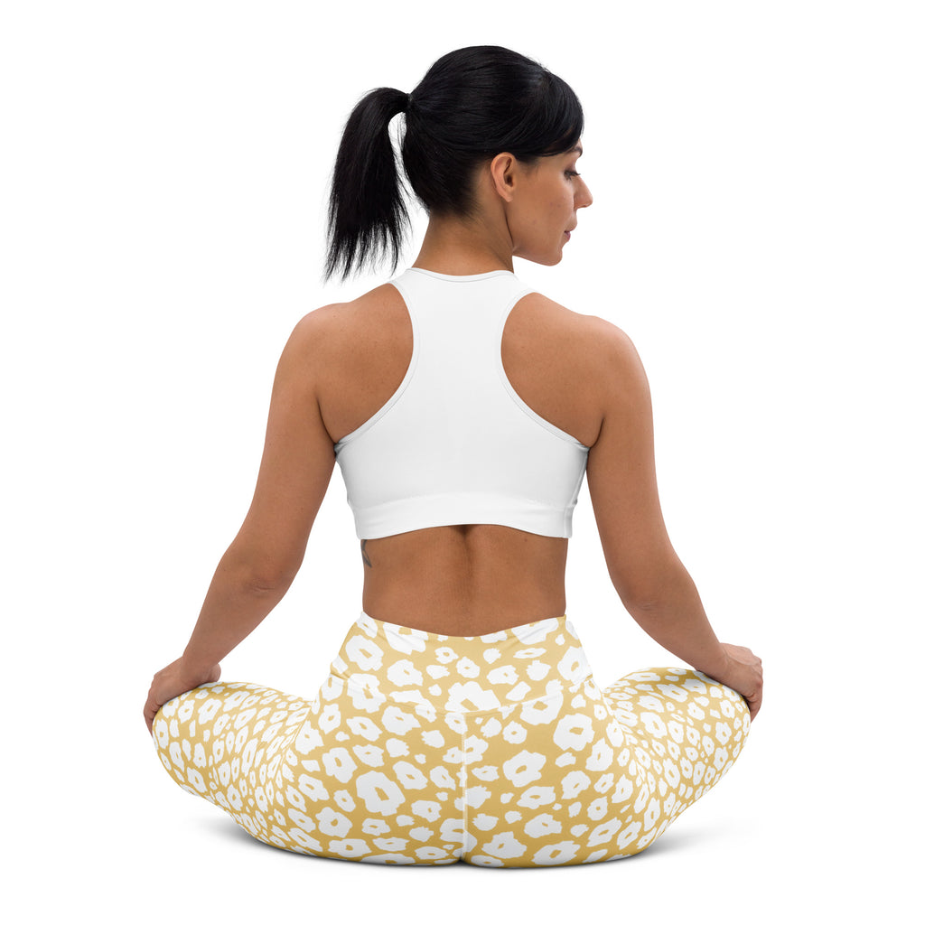 Women's Beige Leopard Print Buttery Soft Yoga Leggings - Quick Drying, High Waisted Comfort