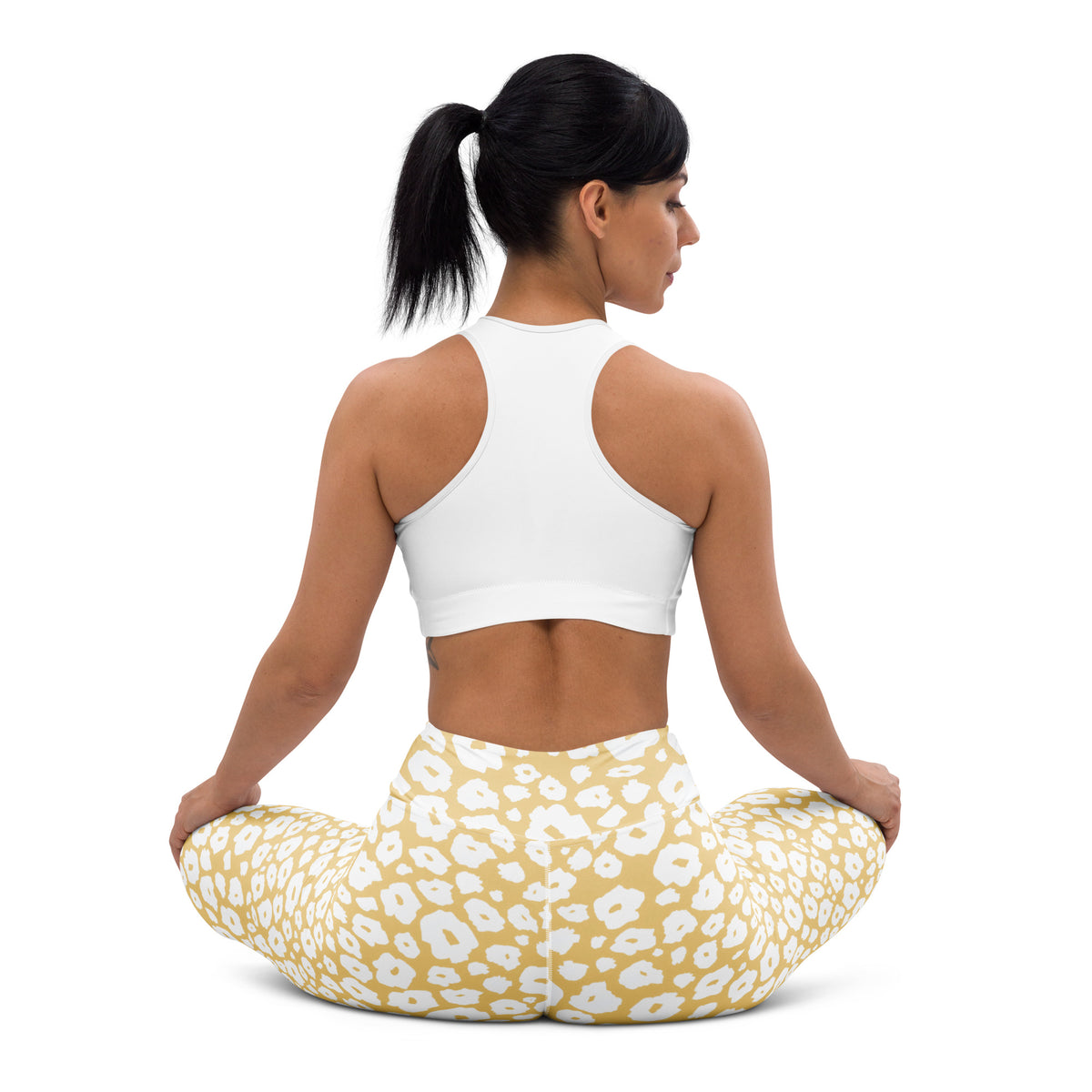 Women's Beige Leopard Print Buttery Soft Yoga Leggings - Quick Drying, High Waisted Comfort