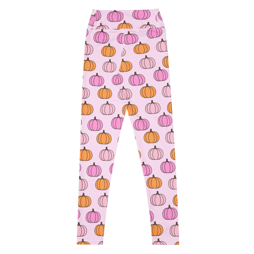 Women's Pink Pumpkin Patch Buttery Soft Yoga Leggings - Quick Drying, High Waisted Comfort