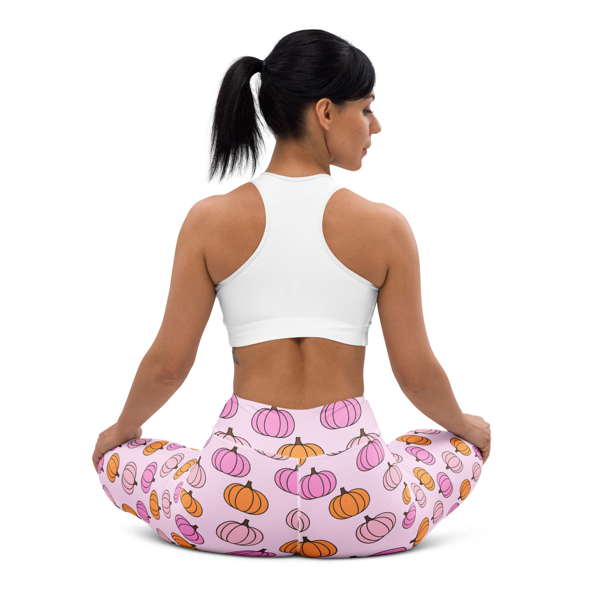 Women's Pink Pumpkin Patch Buttery Soft Yoga Leggings - Quick Drying, High Waisted Comfort