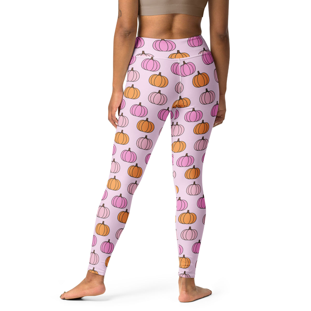 Women's Pink Pumpkin Patch Buttery Soft Yoga Leggings - Quick Drying, High Waisted Comfort