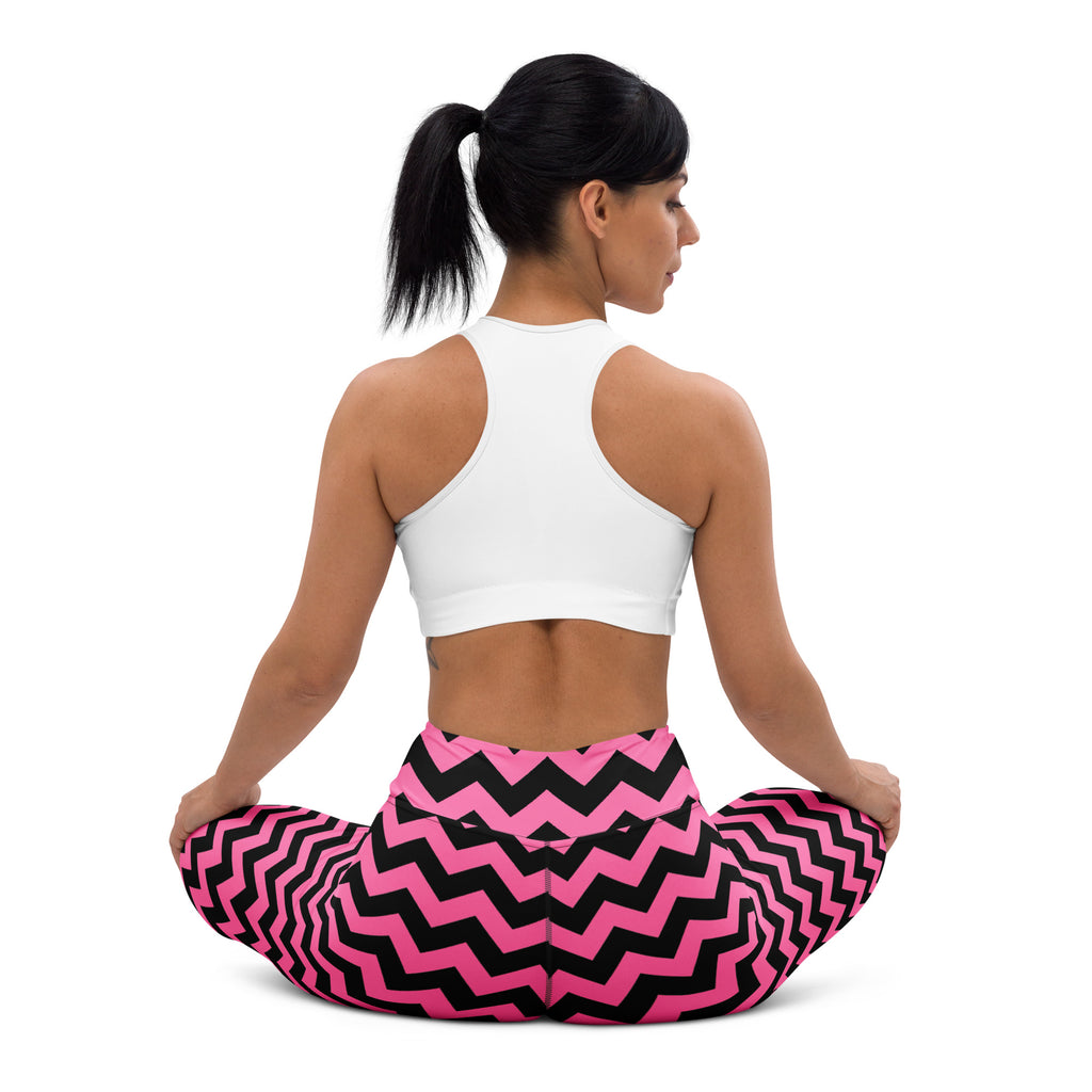 Women's Pink Chevron Halloween Buttery Soft Yoga Leggings - Quick Drying, High Waisted Comfort