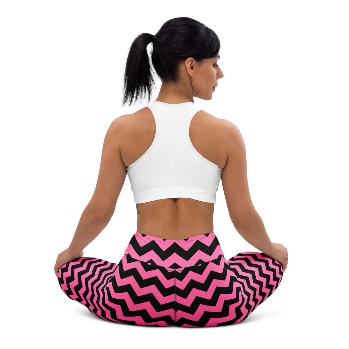 Women's Pink Chevron Halloween Buttery Soft Yoga Leggings - Quick Drying, High Waisted Comfort