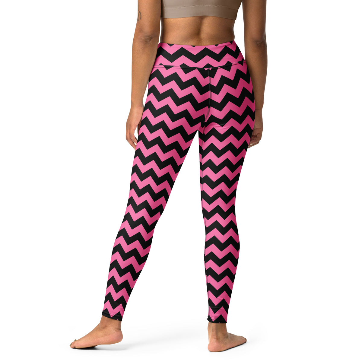 Women's Pink Chevron Halloween Buttery Soft Yoga Leggings - Quick Drying, High Waisted Comfort