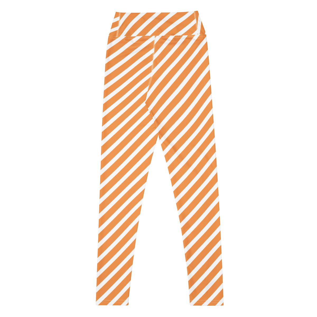 Women's Orange White Striped Halloween Buttery Soft Yoga Leggings - Quick Drying, High Waisted Comfort