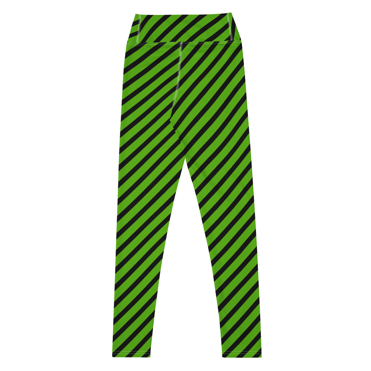 Women's Green Black Striped Halloween Buttery Soft Yoga Leggings - Quick Drying, High Waisted Comfort