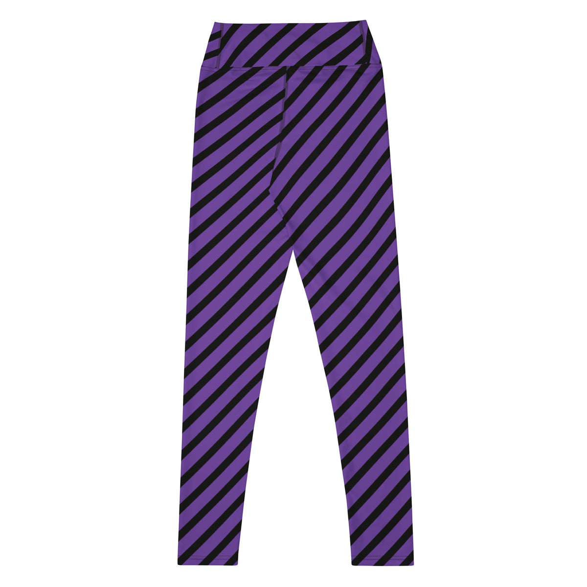 Women's Purple Black Striped Halloween Buttery Soft Yoga Leggings - Quick Drying, High Waisted Comfort