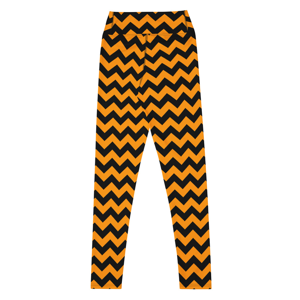 Women's Orange Chevron Halloween Buttery Soft Yoga Leggings - Quick Drying, High Waisted Comfort