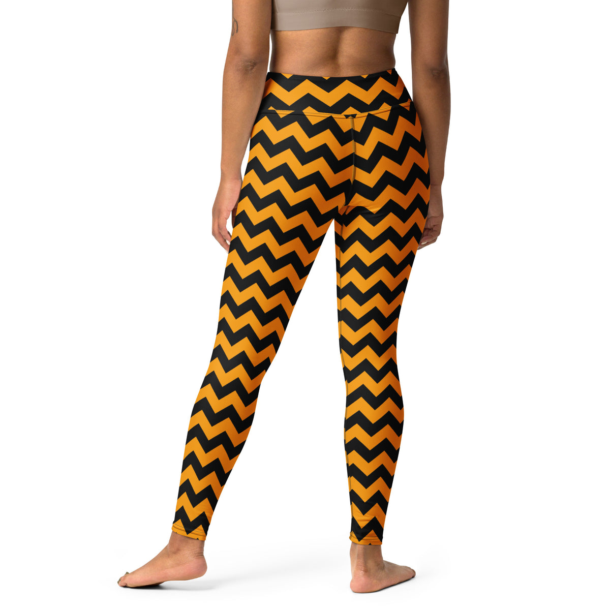 Women's Orange Chevron Halloween Buttery Soft Yoga Leggings - Quick Drying, High Waisted Comfort
