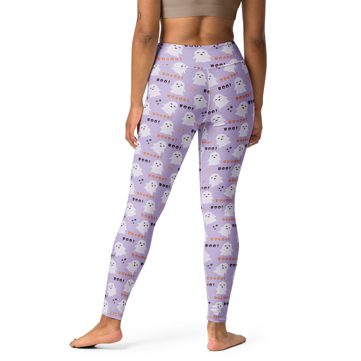 Women's Purple Ghost Halloween Buttery Soft Yoga Leggings - Quick Drying, High Waisted Comfort