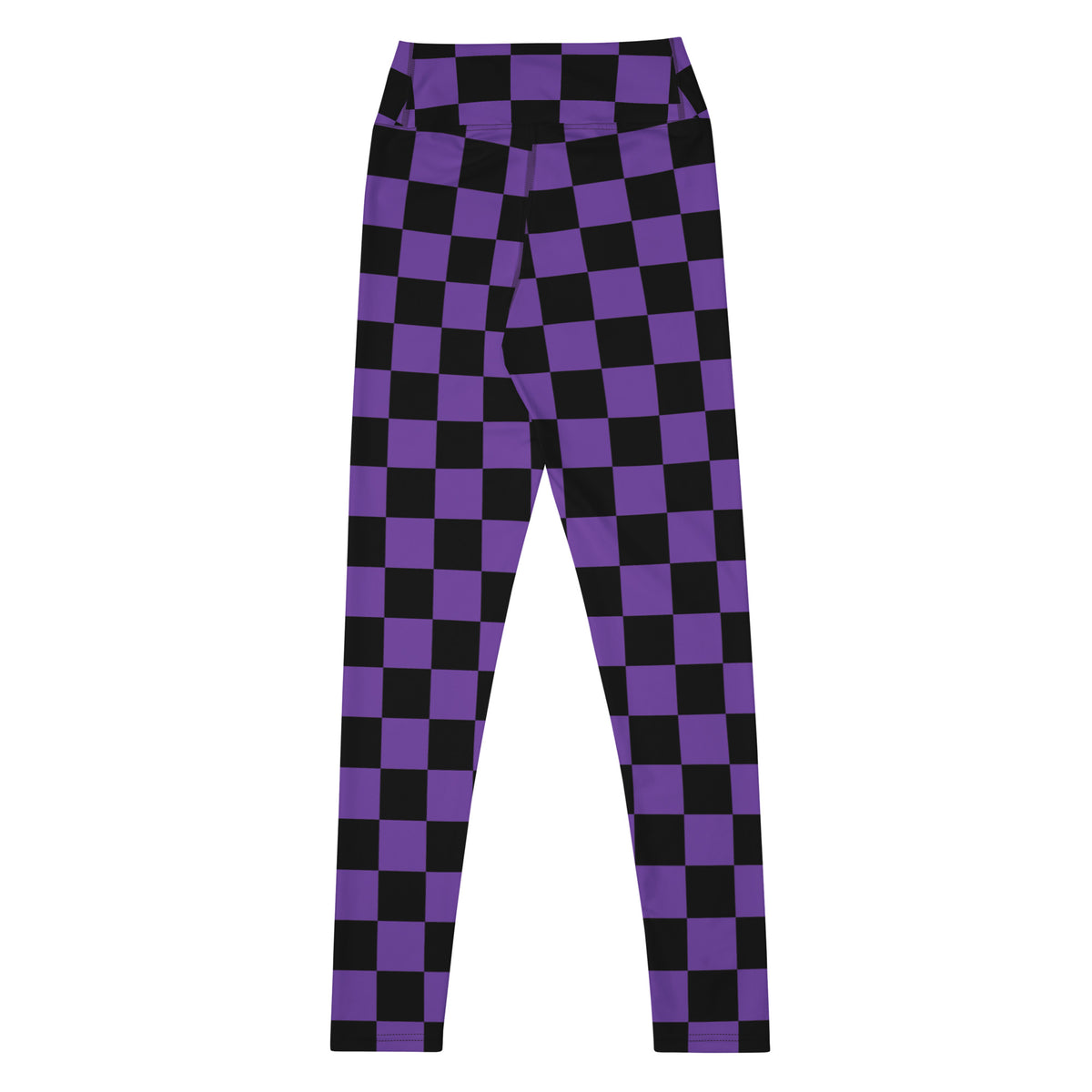 Women's Purple & Black Checkered Halloween Buttery Soft Yoga Leggings - Quick Drying, High Waisted Comfort