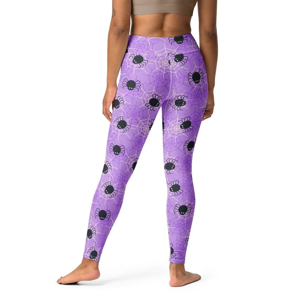 Women's Purple Spider Halloween Buttery Soft Yoga Leggings - Quick Drying, High Waisted Comfort