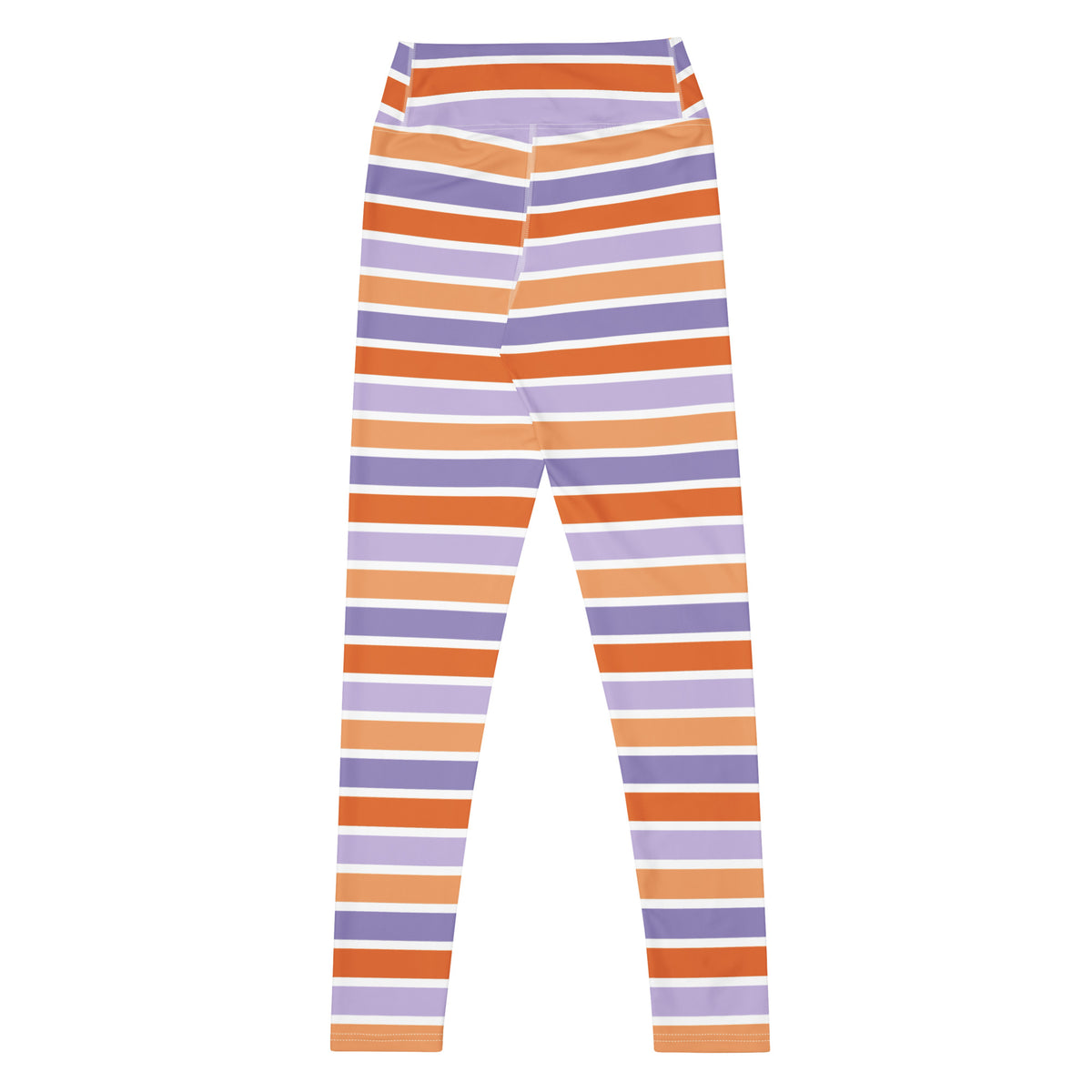 Women's Orange & Purple Striped Halloween Buttery Soft Yoga Leggings - Quick Drying, High Waisted Comfort