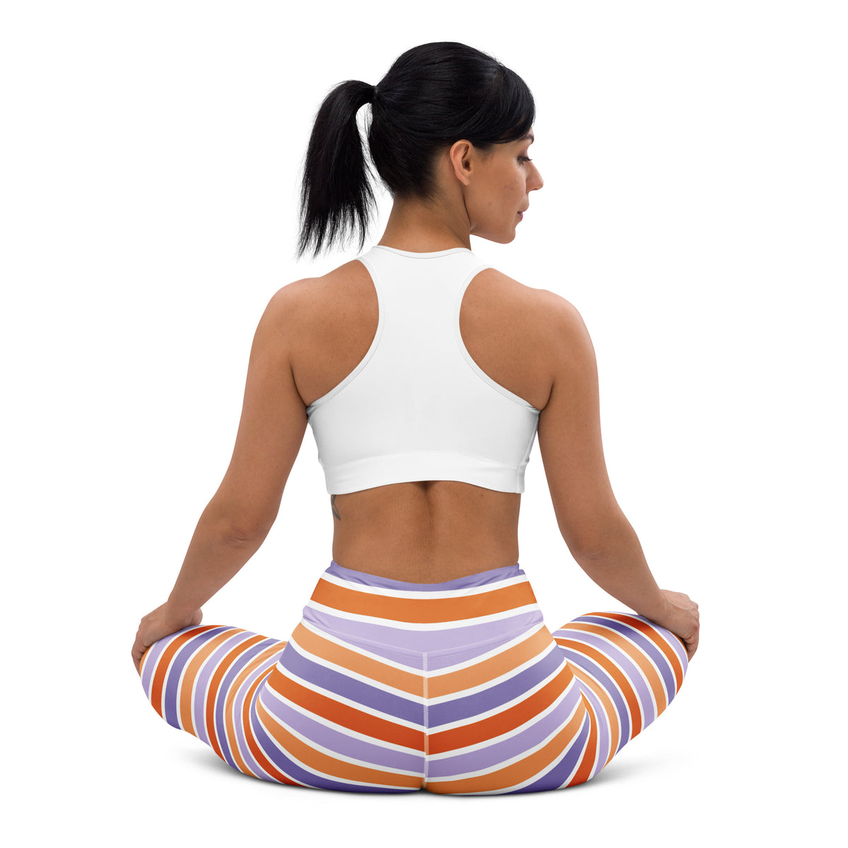 Women's Orange & Purple Striped Halloween Buttery Soft Yoga Leggings - Quick Drying, High Waisted Comfort