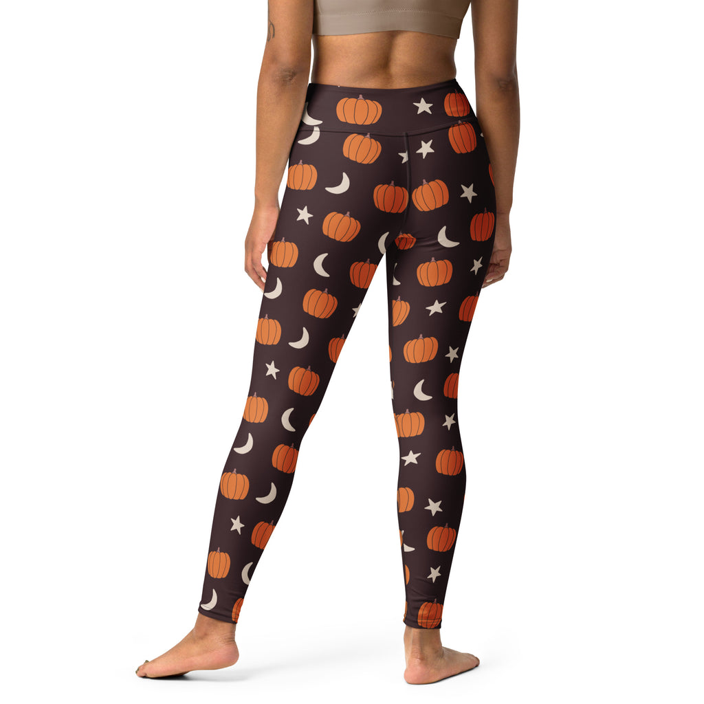 Women's Pumpkin Moon Halloween Buttery Soft Yoga Leggings - Quick Drying, High Waisted Comfort