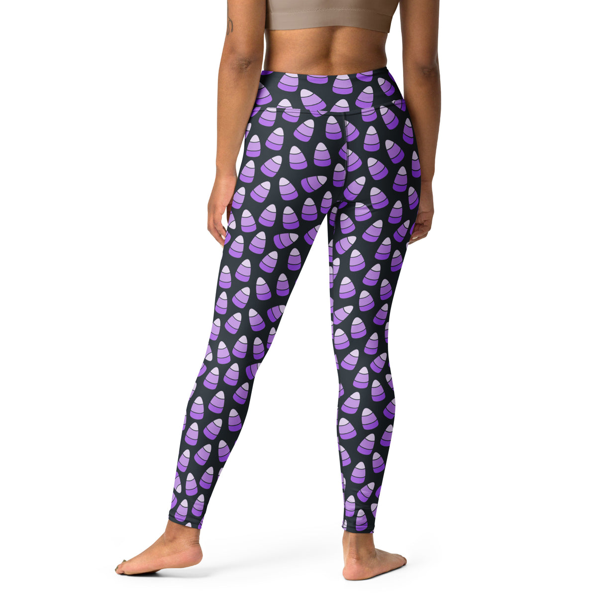 Women's Purple Candy Corn Halloween Buttery Soft Yoga Leggings - Quick Drying, High Waisted Comfort