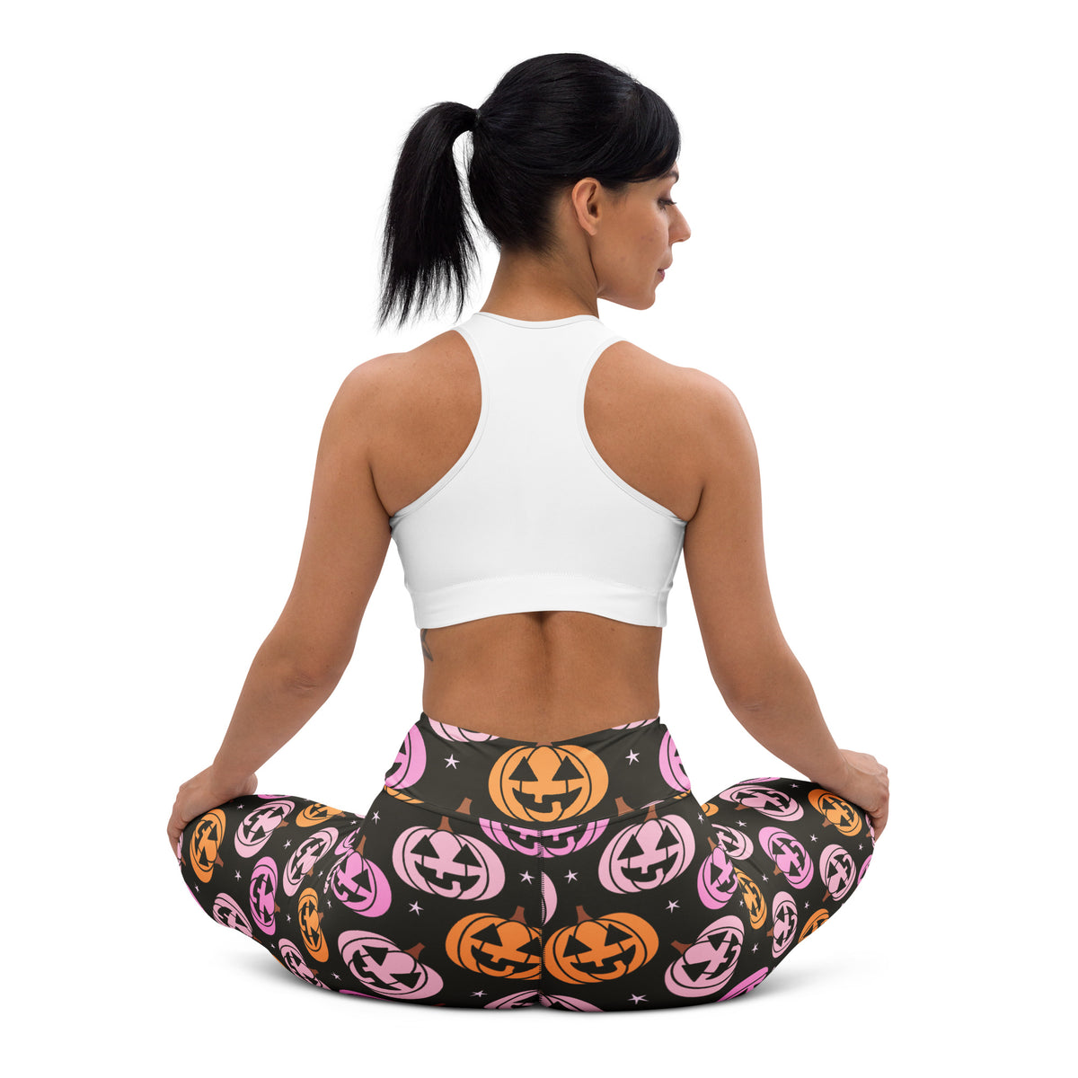 Women's Pink & Orange Pumpkin Halloween Buttery Soft Yoga Leggings - Quick Drying, High Waisted Comfort