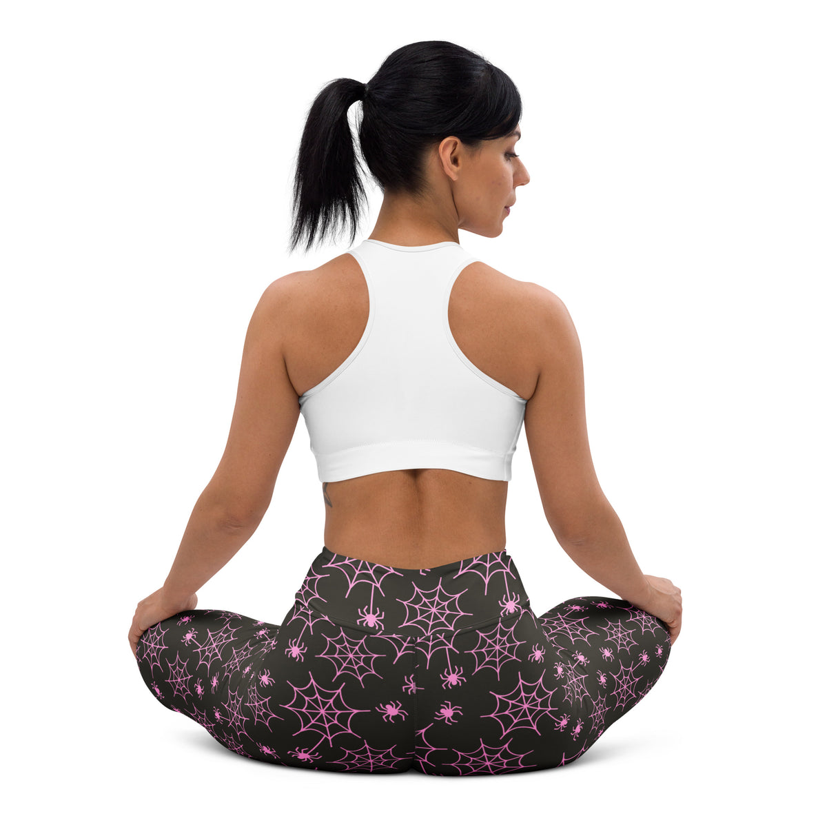 Women's Pink Spider Web Buttery Soft Yoga Leggings - Quick Drying, High Waisted Comfort