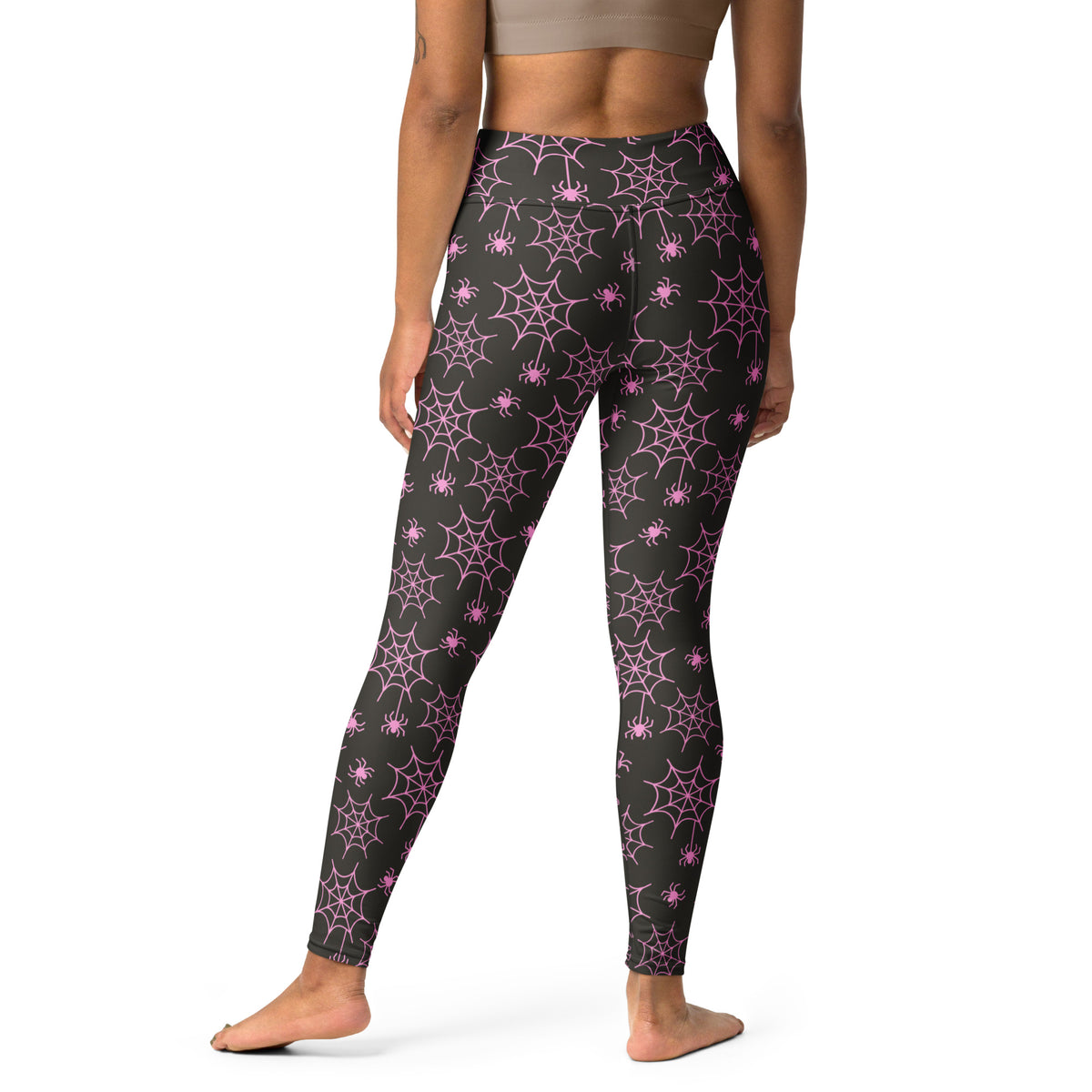 Women's Pink Spider Web Buttery Soft Yoga Leggings - Quick Drying, High Waisted Comfort