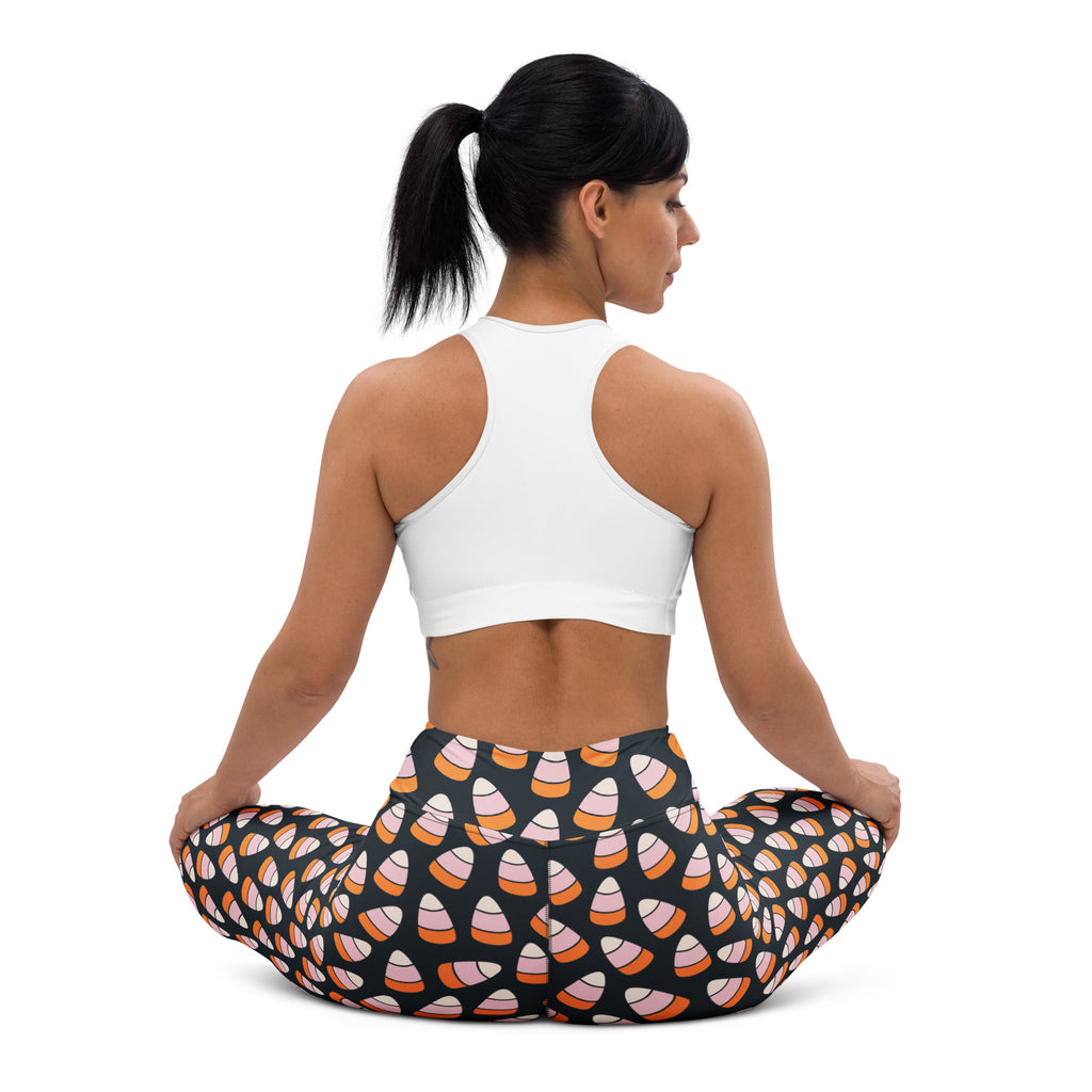 Women's Pink & Orange Candy Corn Buttery Soft Yoga Leggings - Quick Drying, High Waisted Comfort