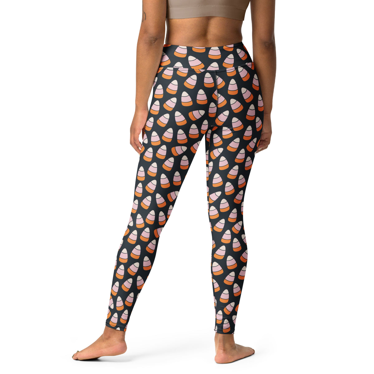 Women's Pink & Orange Candy Corn Buttery Soft Yoga Leggings - Quick Drying, High Waisted Comfort