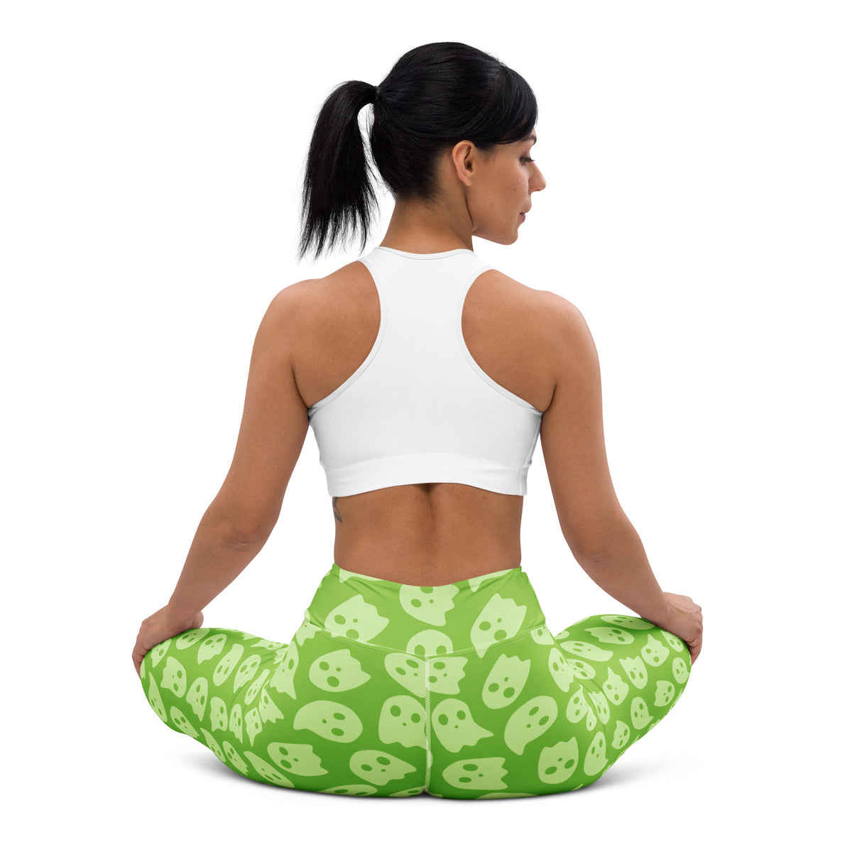 Women's Green Ghost Halloween Buttery Soft Yoga Leggings - Quick Drying, High Waisted Comfort