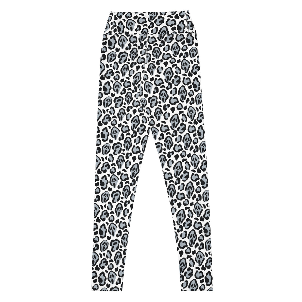 Women's Ghost Face Leopard Halloween Buttery Soft Yoga Leggings - Quick Drying, High Waisted Comfort