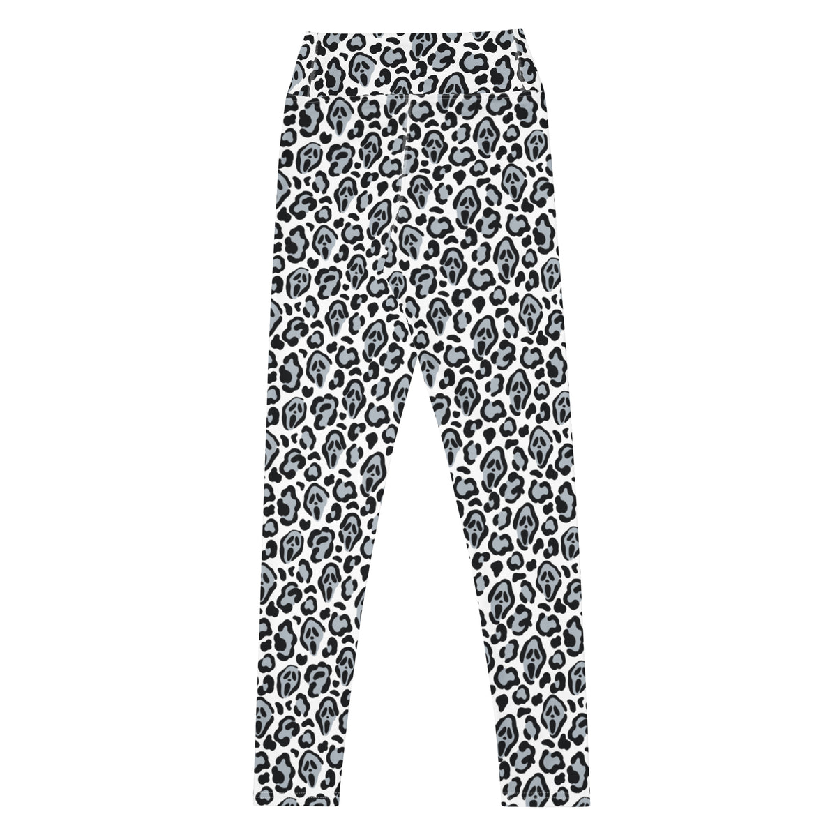 Women's Ghost Face Leopard Halloween Buttery Soft Yoga Leggings - Quick Drying, High Waisted Comfort