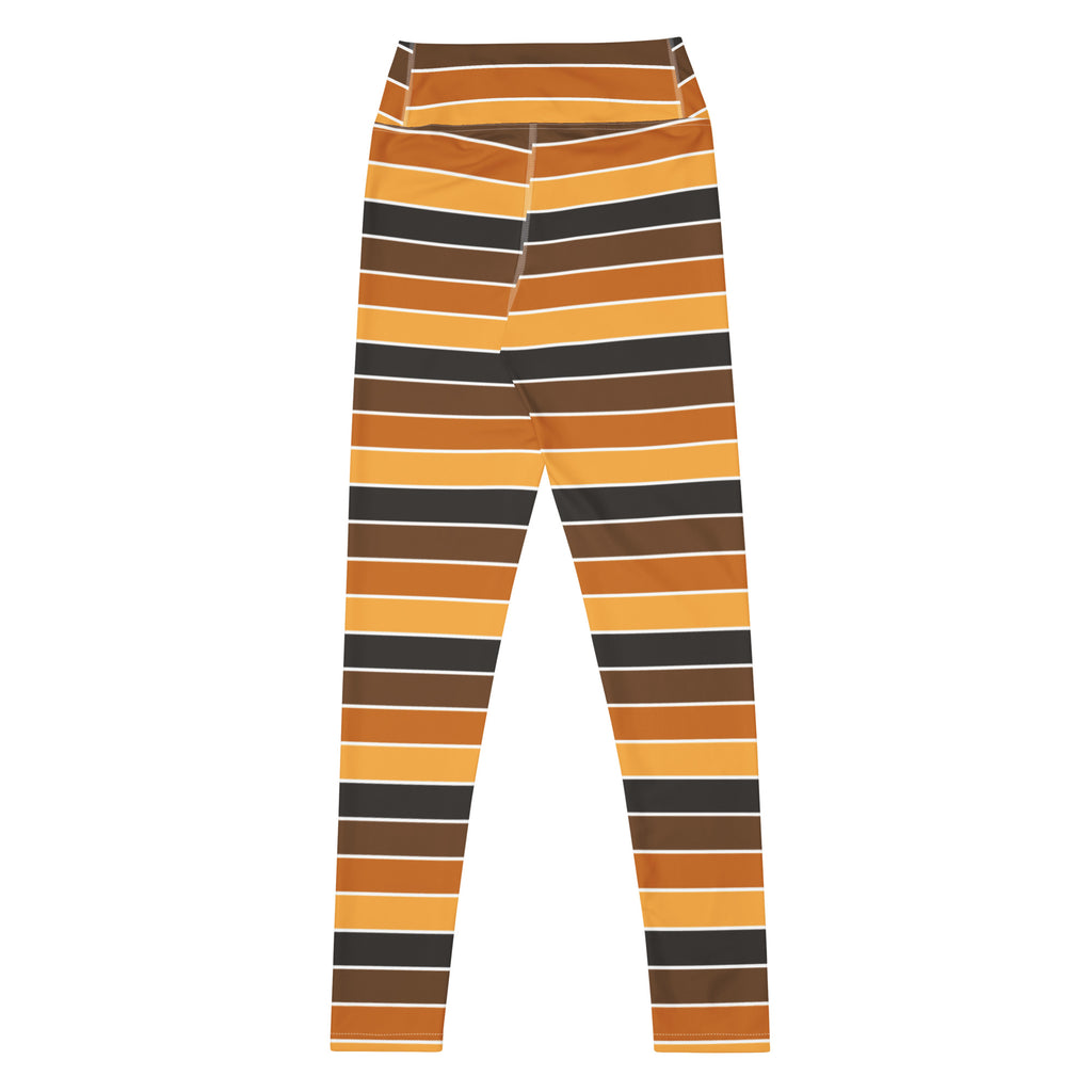 Women's Orange & Brown Striped Halloween Buttery Soft Yoga Leggings - Quick Drying, High Waisted Comfort