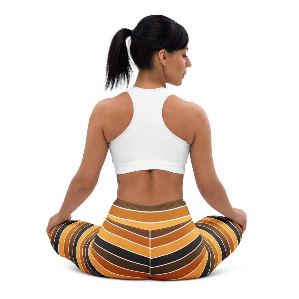 Women's Orange & Brown Striped Halloween Buttery Soft Yoga Leggings - Quick Drying, High Waisted Comfort