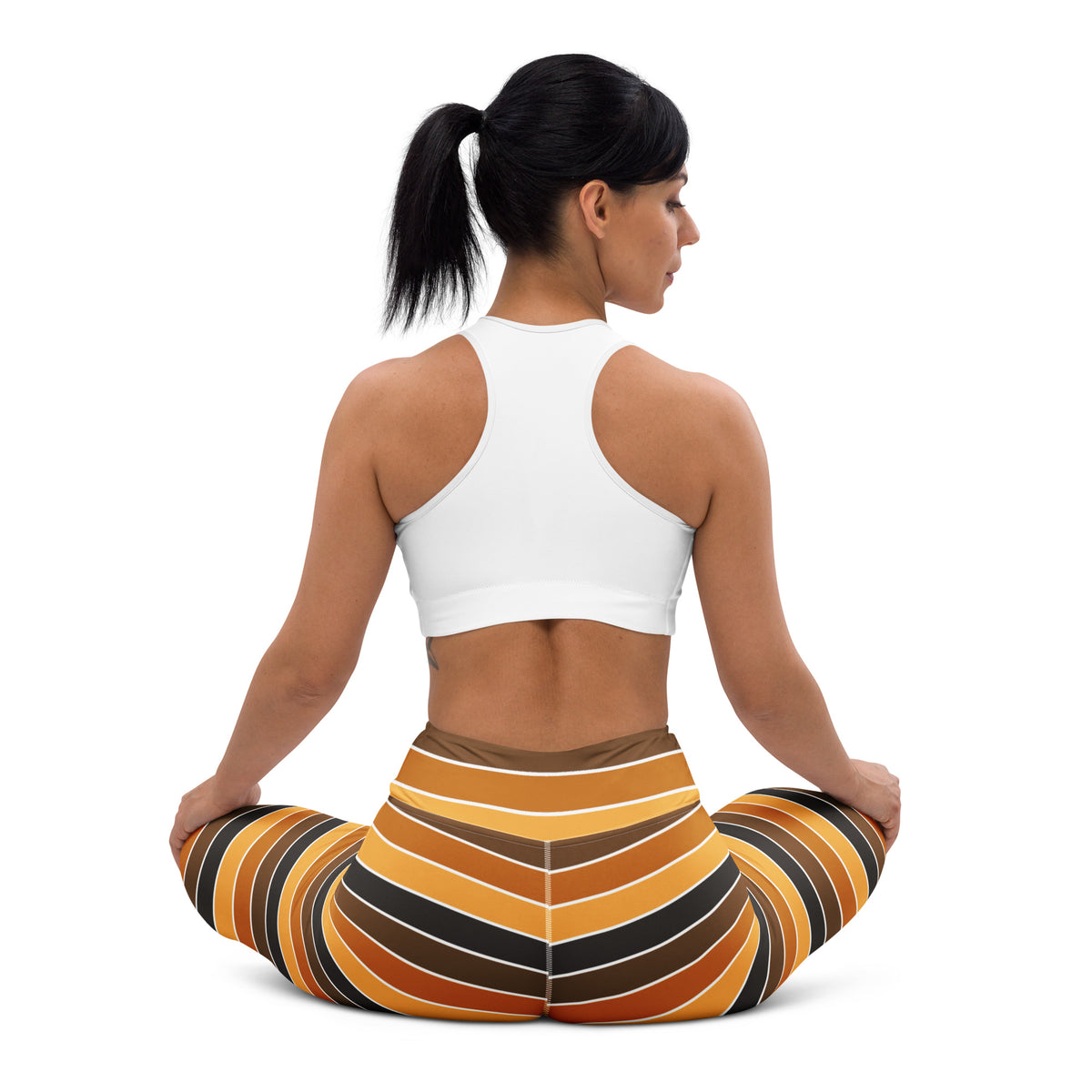 Women's Orange & Brown Striped Halloween Buttery Soft Yoga Leggings - Quick Drying, High Waisted Comfort
