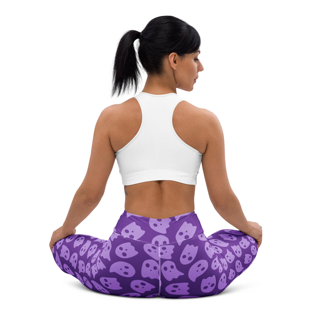 Women's Purple Ghost Halloween Buttery Soft Yoga Leggings - Quick Drying, High Waisted Comfort