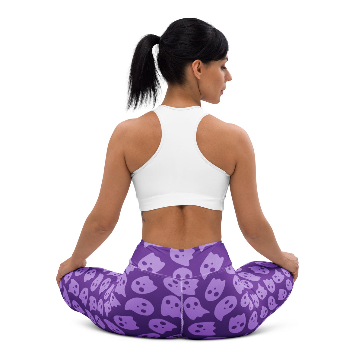 Women's Purple Ghost Halloween Buttery Soft Yoga Leggings - Quick Drying, High Waisted Comfort