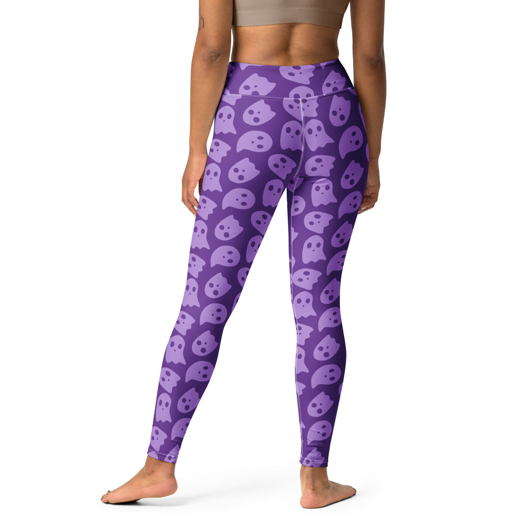 Women's Purple Ghost Halloween Buttery Soft Yoga Leggings - Quick Drying, High Waisted Comfort