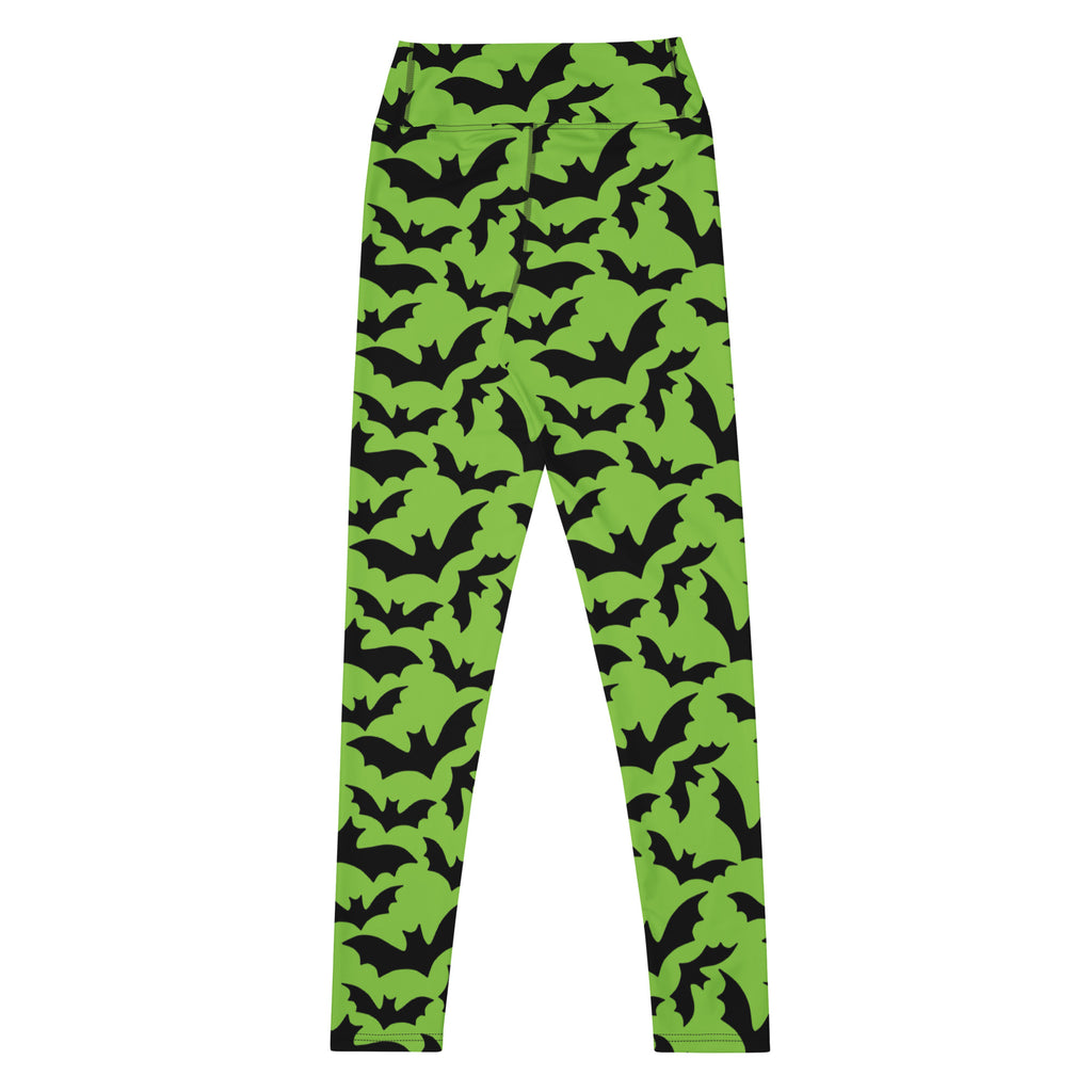 Women's Green Bat Halloween Buttery Soft Yoga Leggings - Quick Drying, High Waisted Comfort