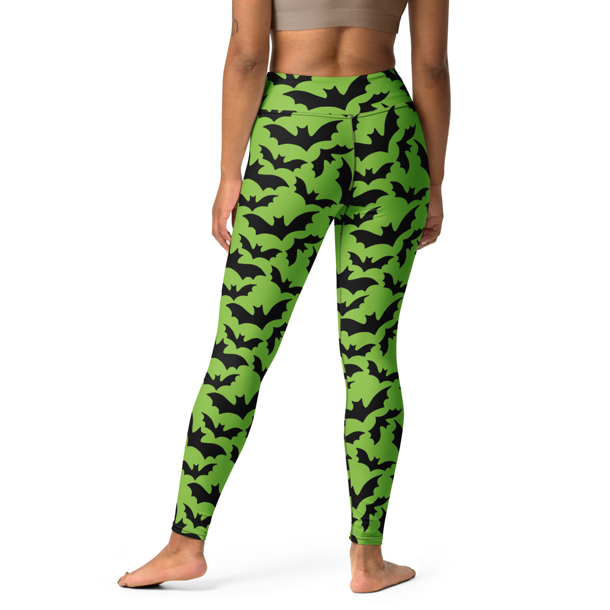 Women's Green Bat Halloween Buttery Soft Yoga Leggings - Quick Drying, High Waisted Comfort