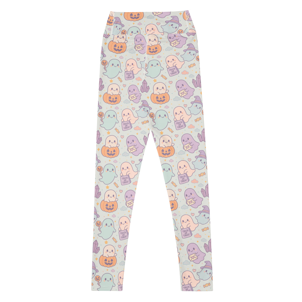 Women's Cute Ghost Halloween Buttery Soft Yoga Leggings - Quick Drying, High Waisted Comfort