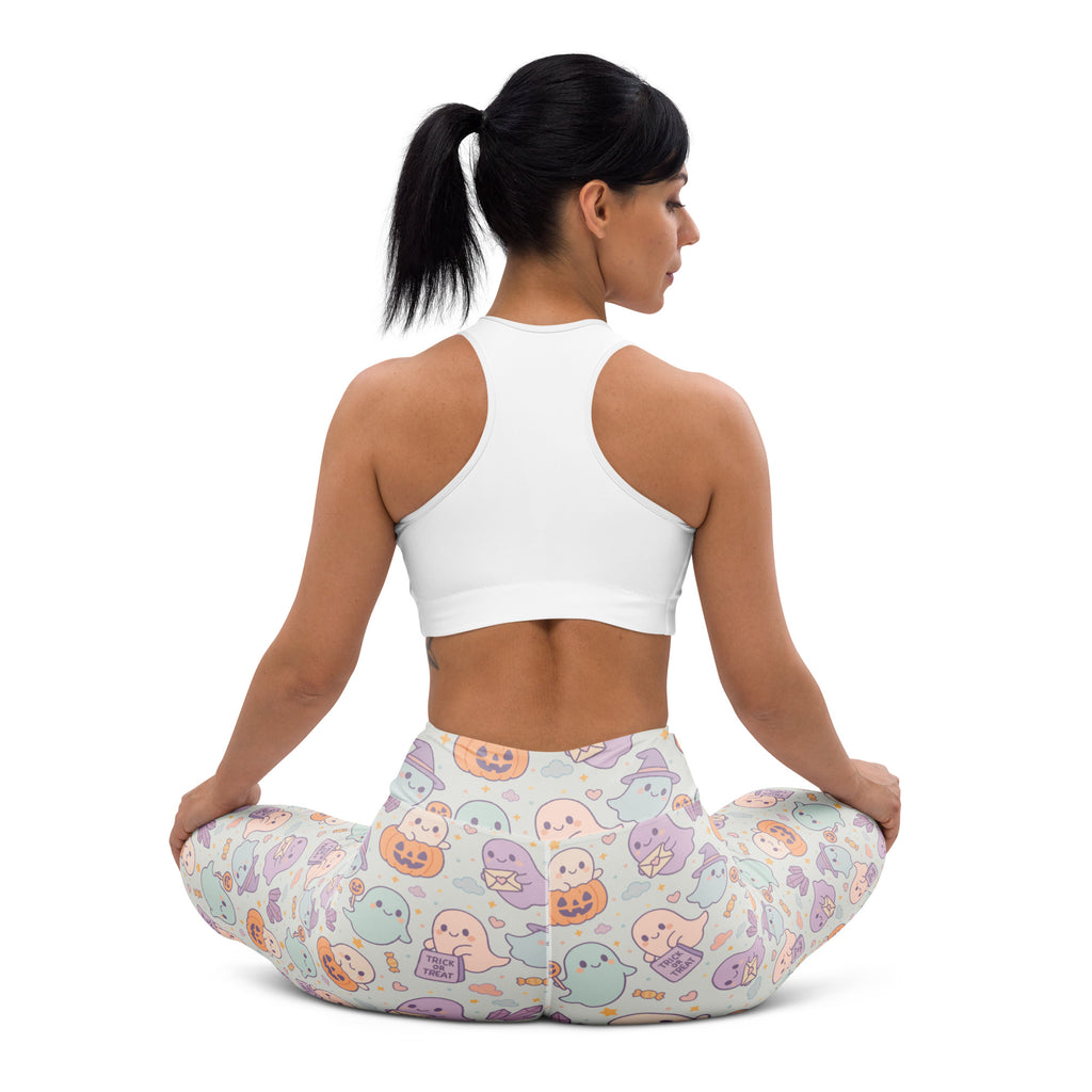 Women's Cute Ghost Halloween Buttery Soft Yoga Leggings - Quick Drying, High Waisted Comfort
