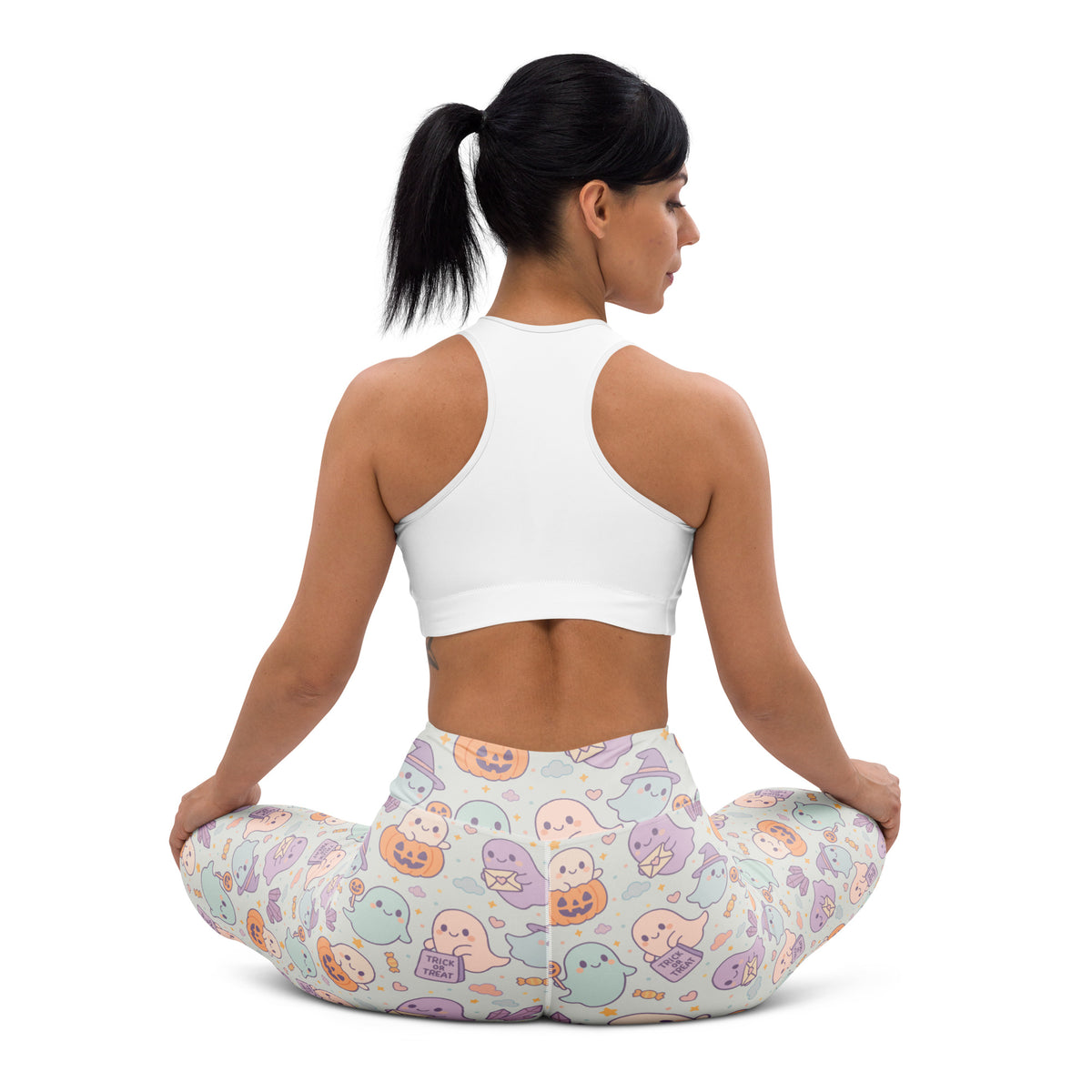 Women's Cute Ghost Halloween Buttery Soft Yoga Leggings - Quick Drying, High Waisted Comfort