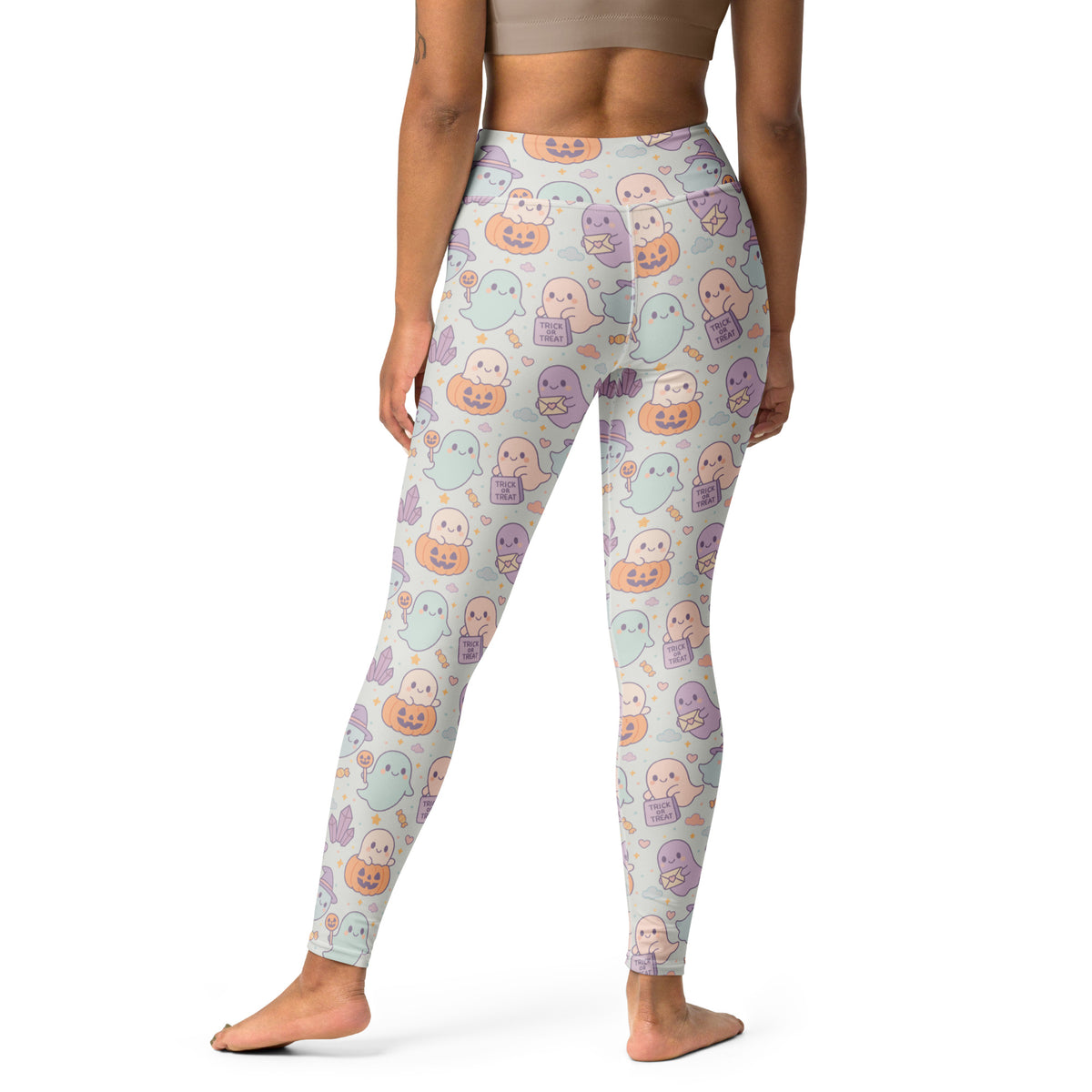Women's Cute Ghost Halloween Buttery Soft Yoga Leggings - Quick Drying, High Waisted Comfort