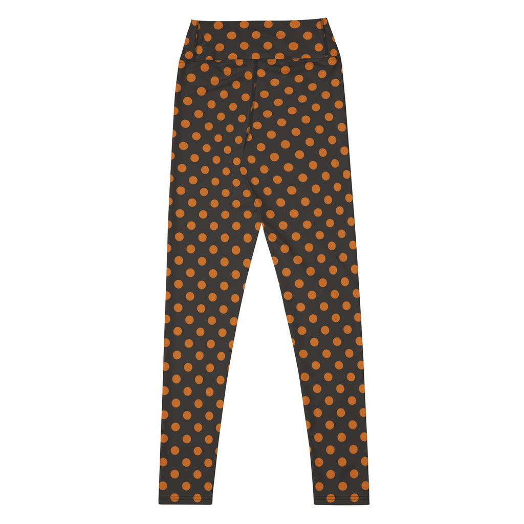 Women's Dark Orange Polka Dot Buttery Soft Yoga Leggings - Quick Drying, High Waisted Comfort