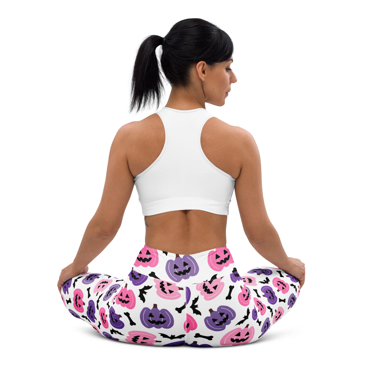 Women's Pink & Purple Pumpkin Halloween Buttery Soft Yoga Leggings - Quick Drying, High Waisted Comfort